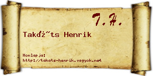 Takáts Henrik névjegykártya