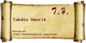 Takáts Henrik névjegykártya